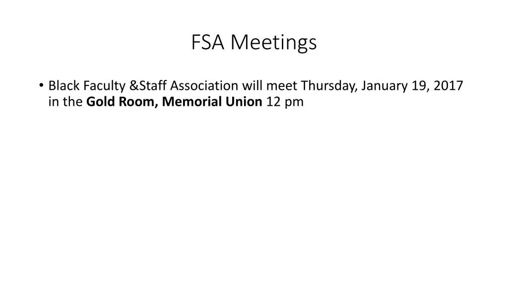 fsa meetings