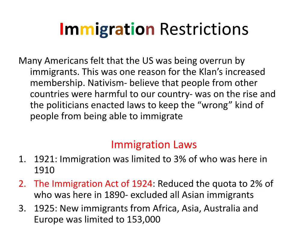 immigration restrictions