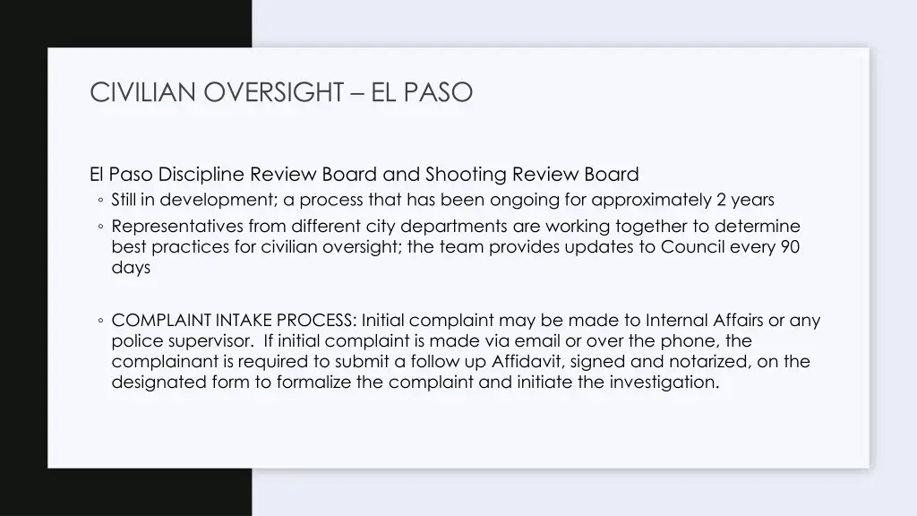 civilian oversight el paso