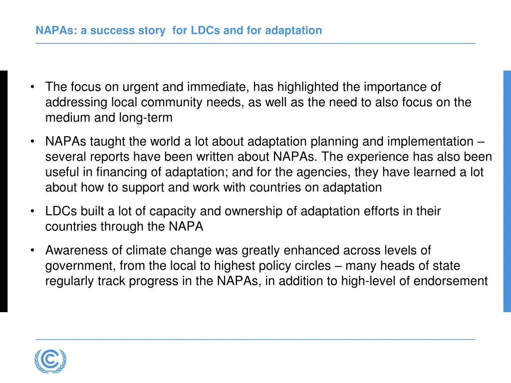 napas a success story for ldcs and for adaptation