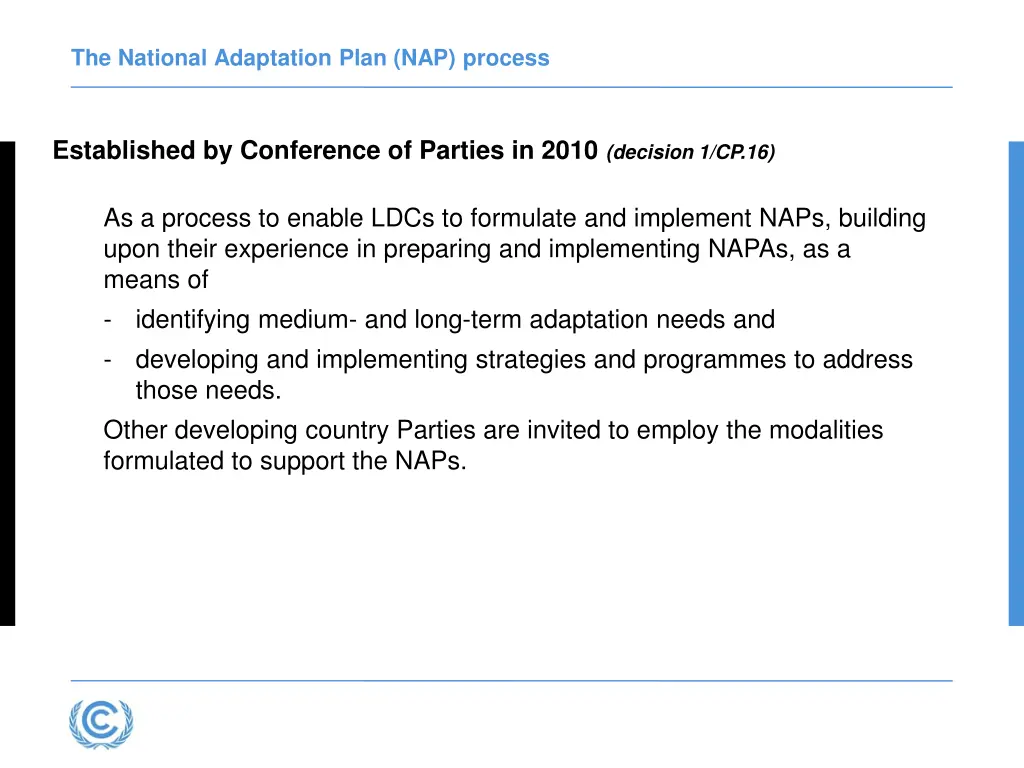 the national adaptation plan nap process