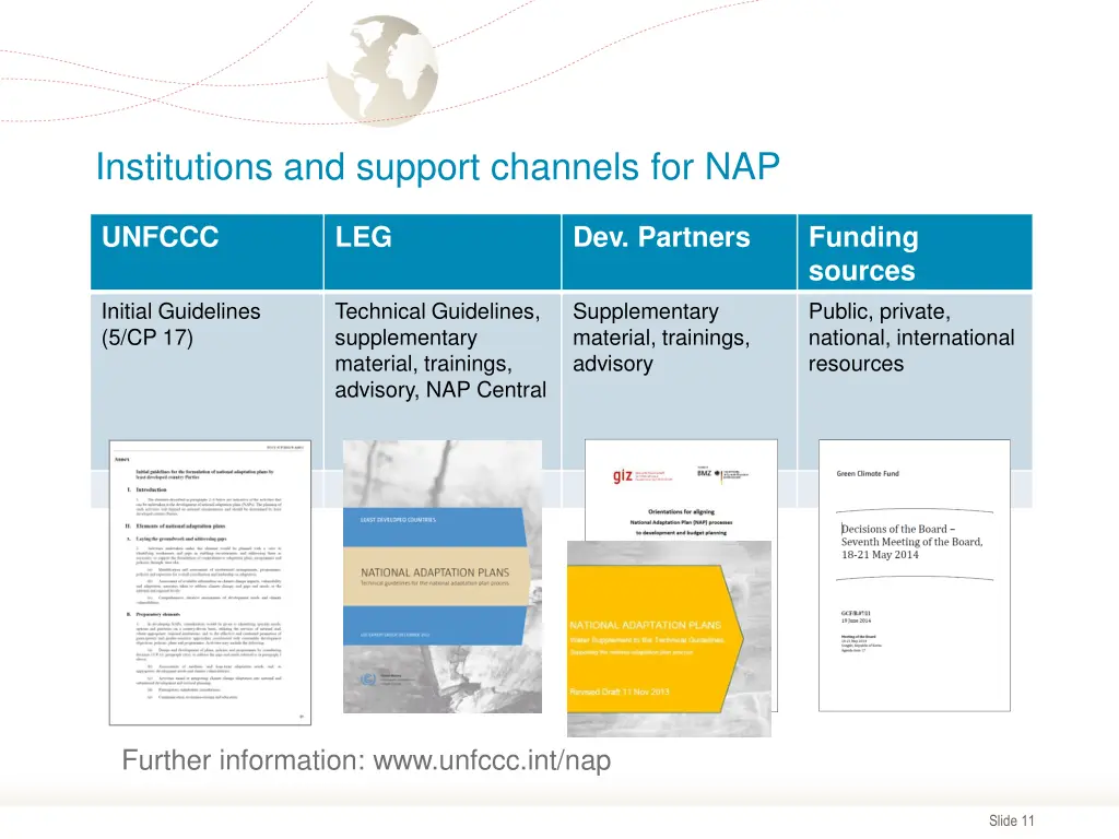 institutions and support channels for nap