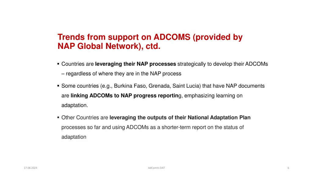 trends from support on adcoms provided 1