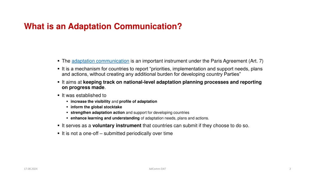 what is an adaptation communication