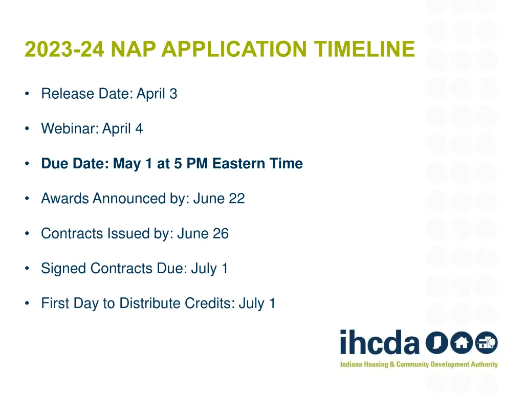 2023 24 nap application timeline