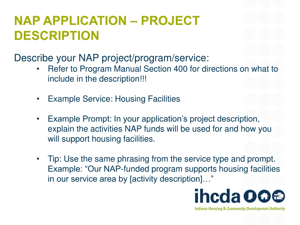 nap application project description