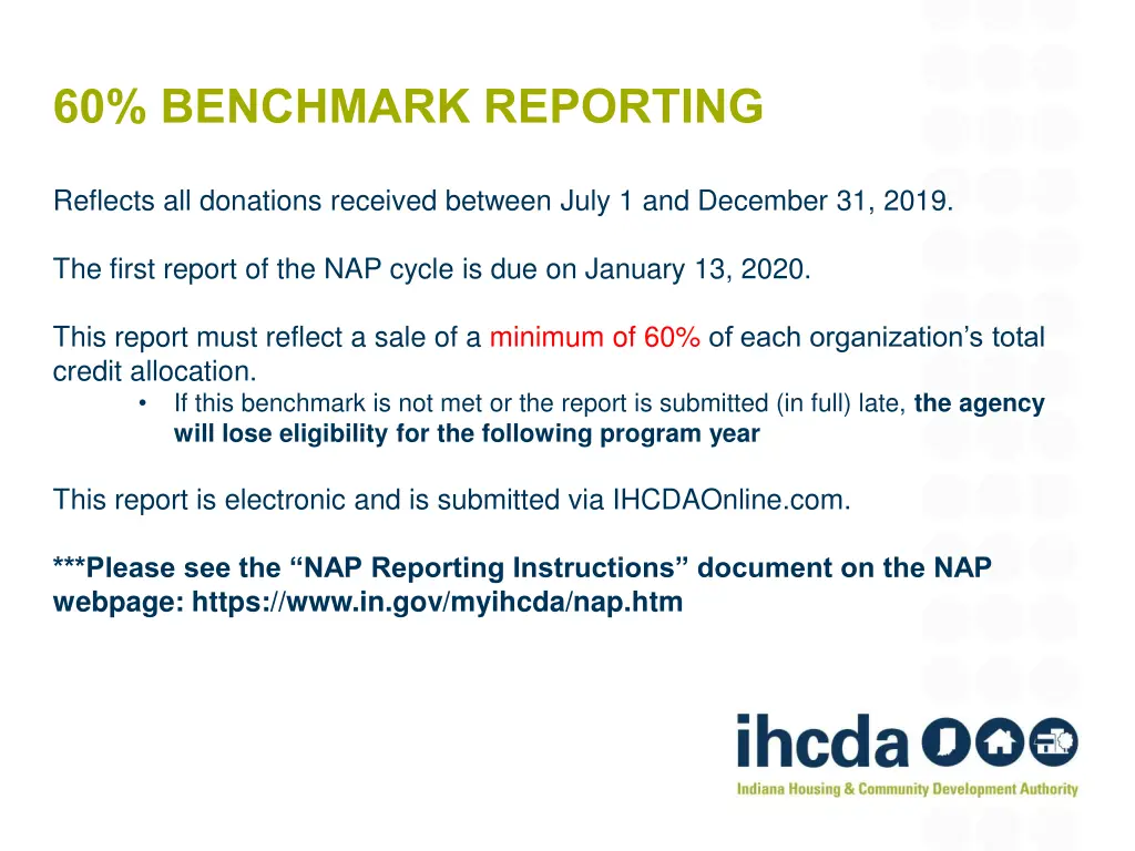 60 benchmark reporting