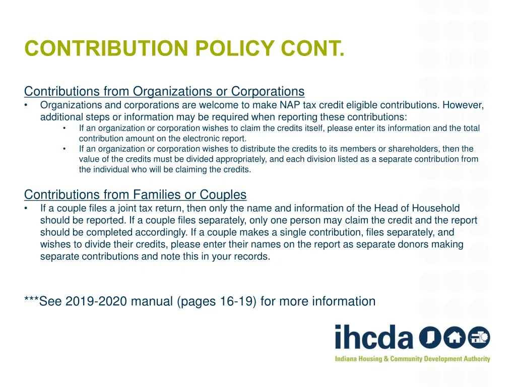 contribution policy cont