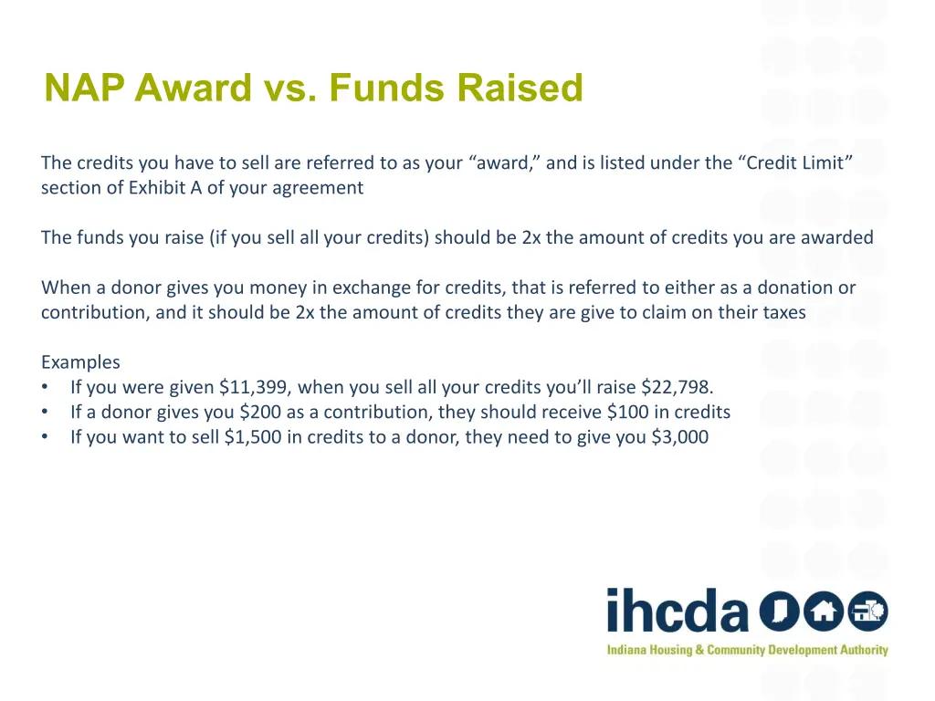 nap award vs funds raised