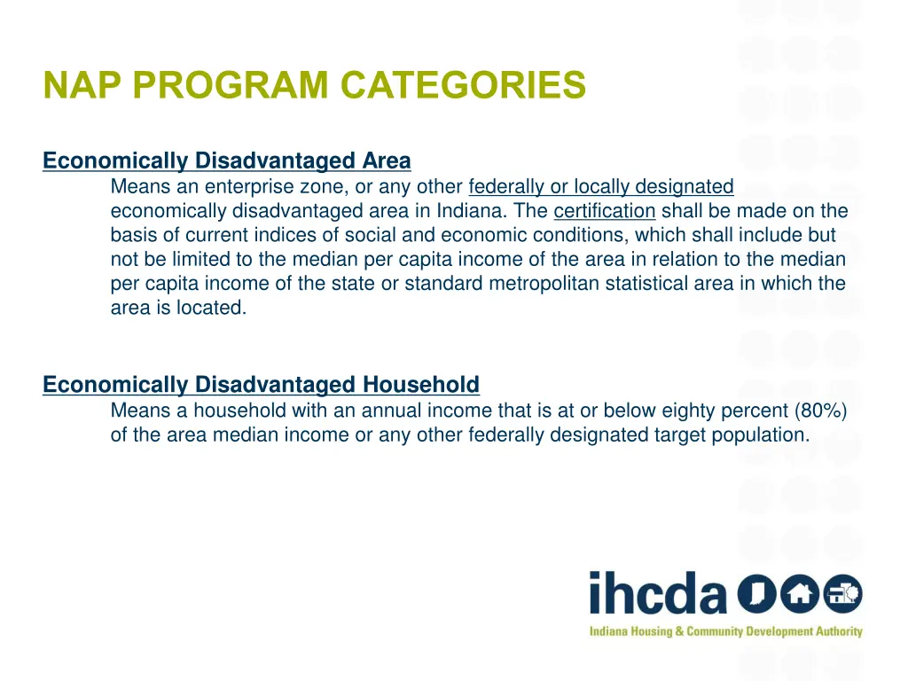 nap program categories 2