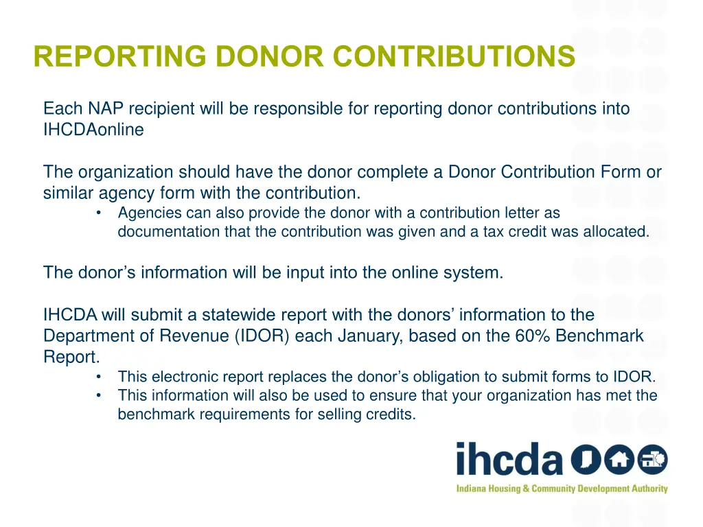 reporting donor contributions