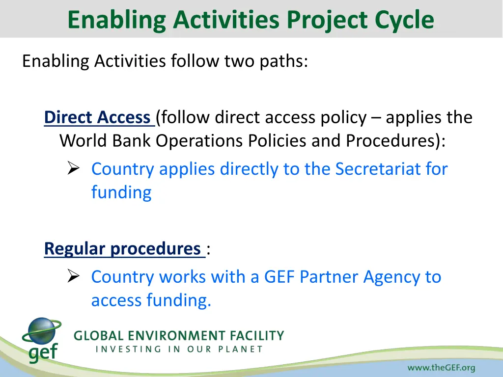 enabling activities project cycle