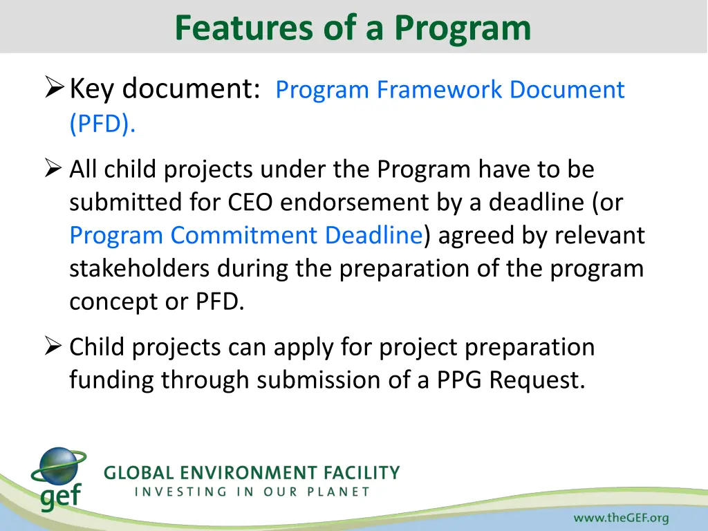 features of a program