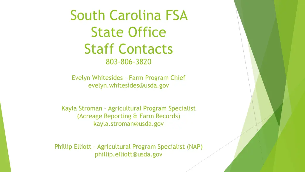 south carolina fsa state office staff contacts