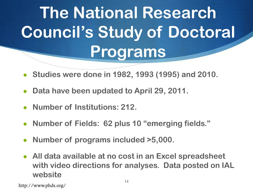 the national research council s study of doctoral