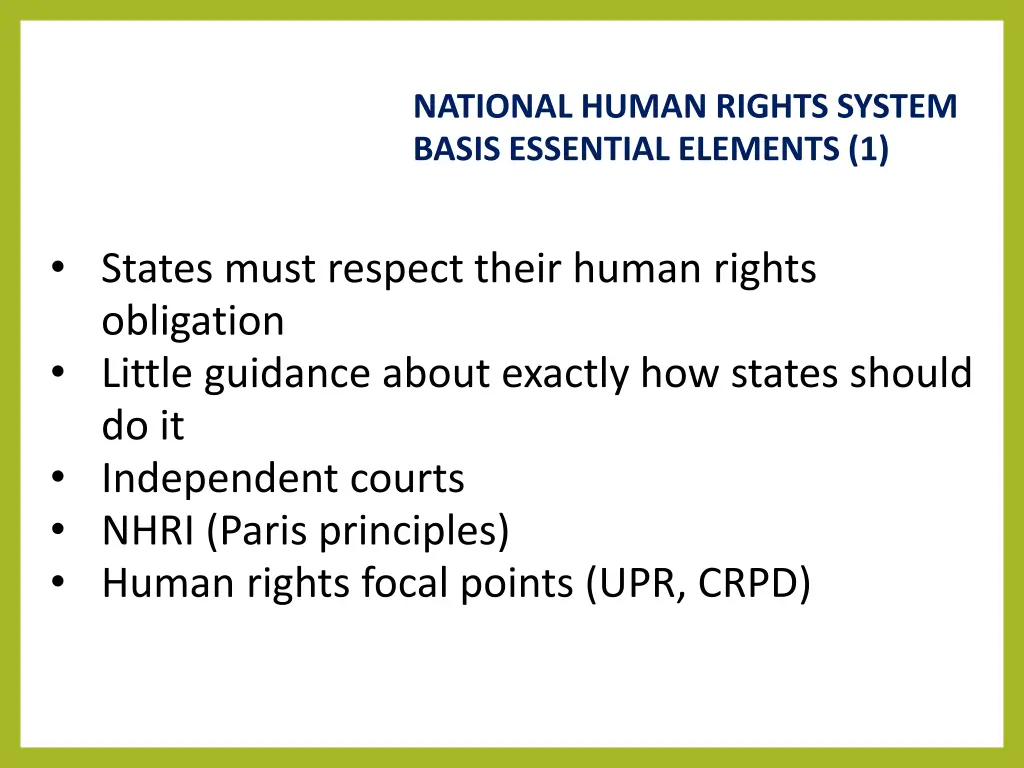 national human rights system basis essential