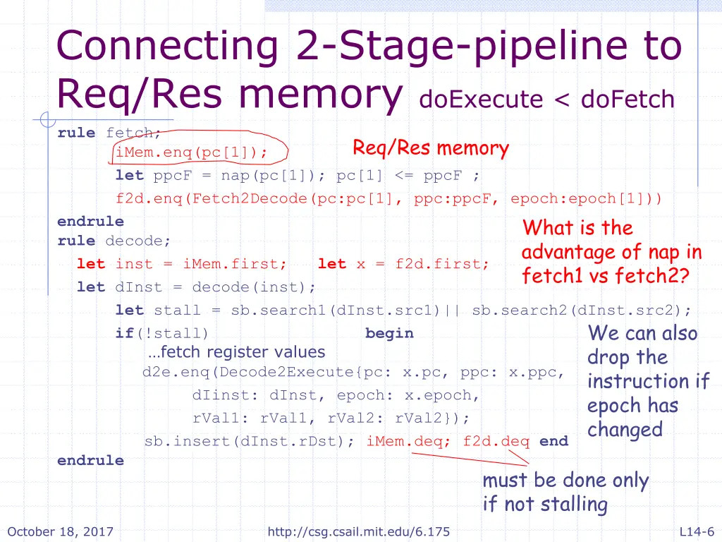 connecting 2 stage pipeline to req res memory 1