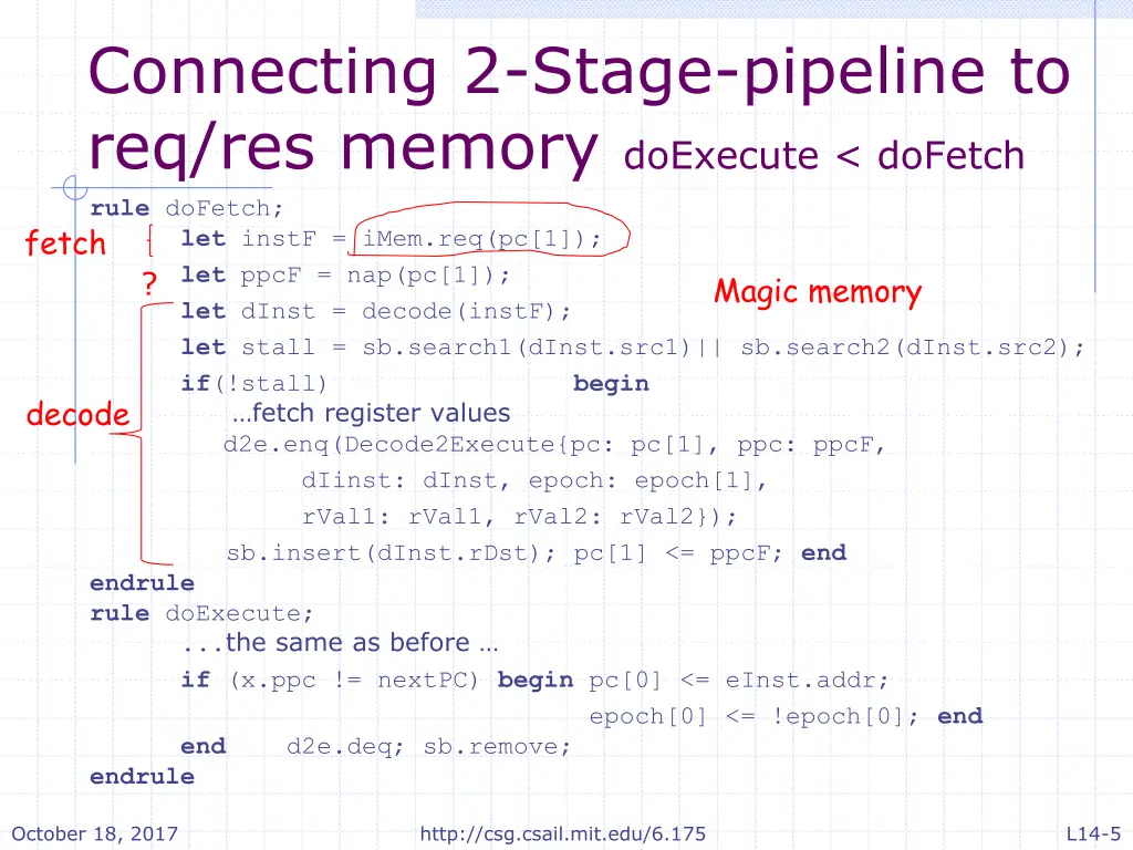 connecting 2 stage pipeline to req res memory