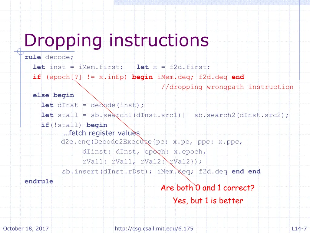 dropping instructions rule decode let inst imem