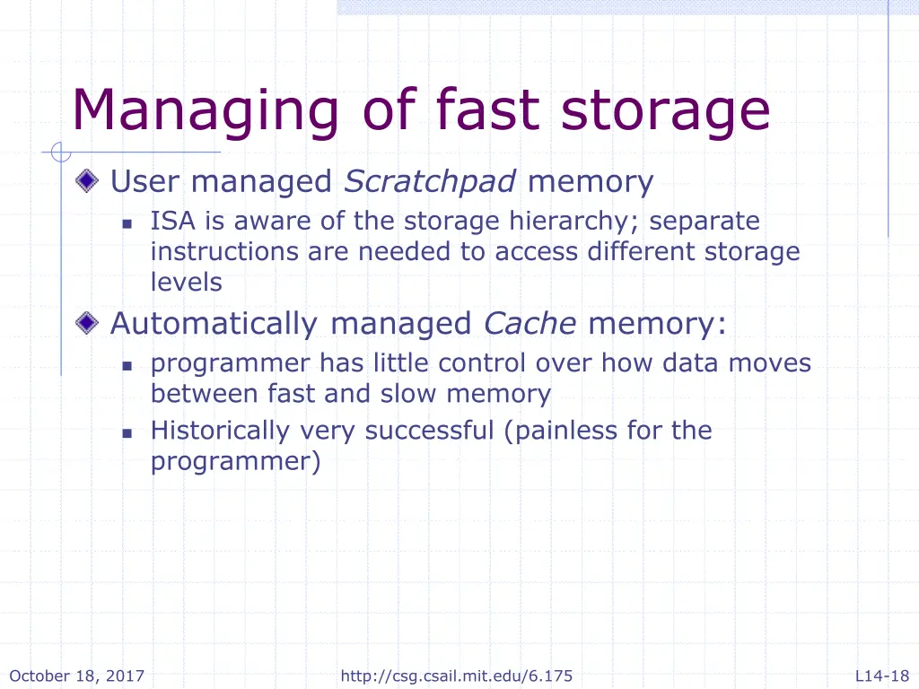 managing of fast storage