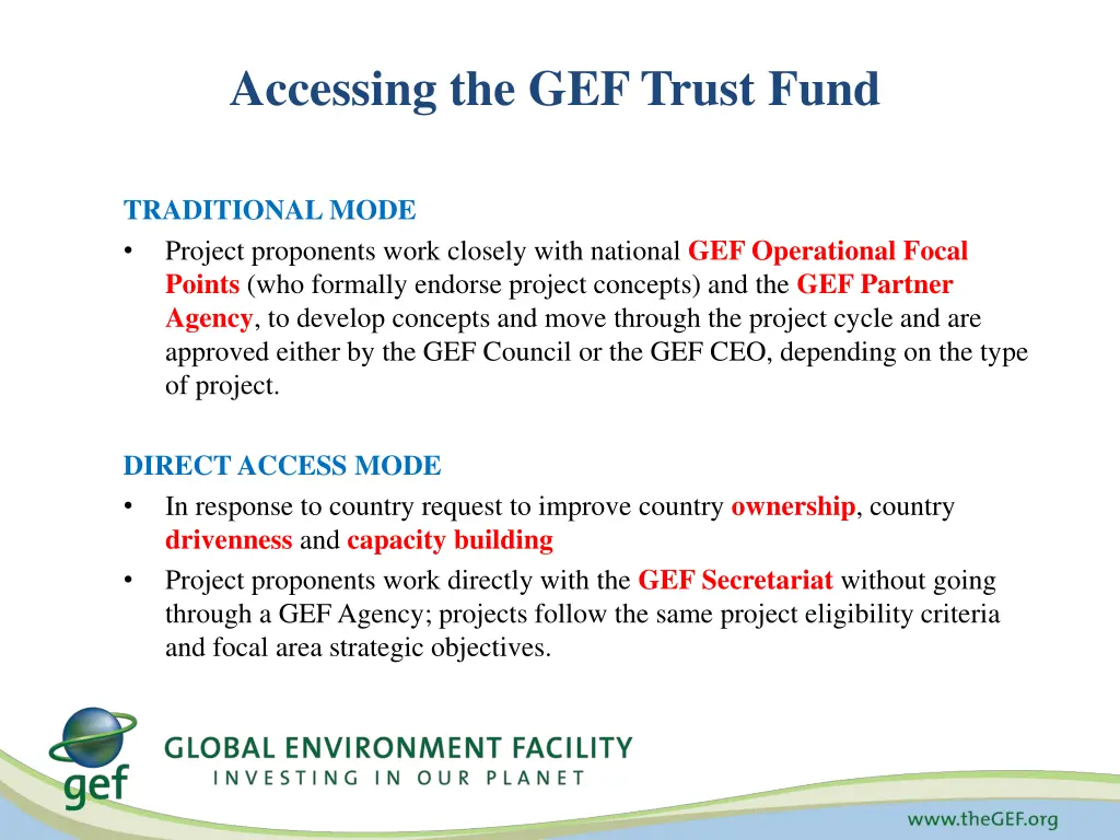 accessing the gef trust fund