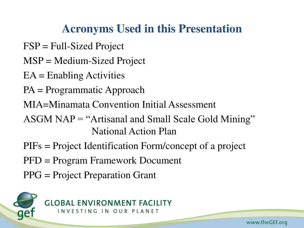 acronyms used in this presentation fsp full sized