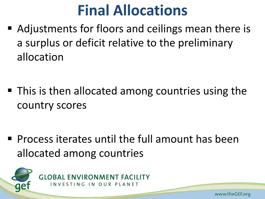 final allocations