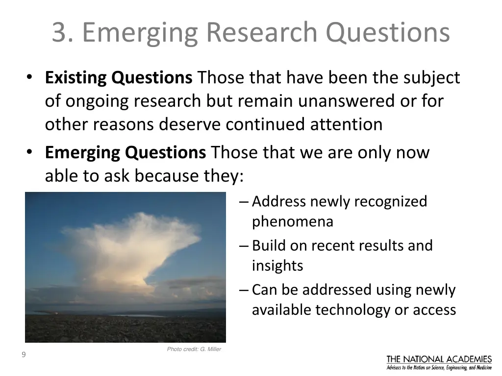 3 emerging research questions