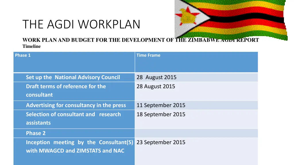 the agdi workplan