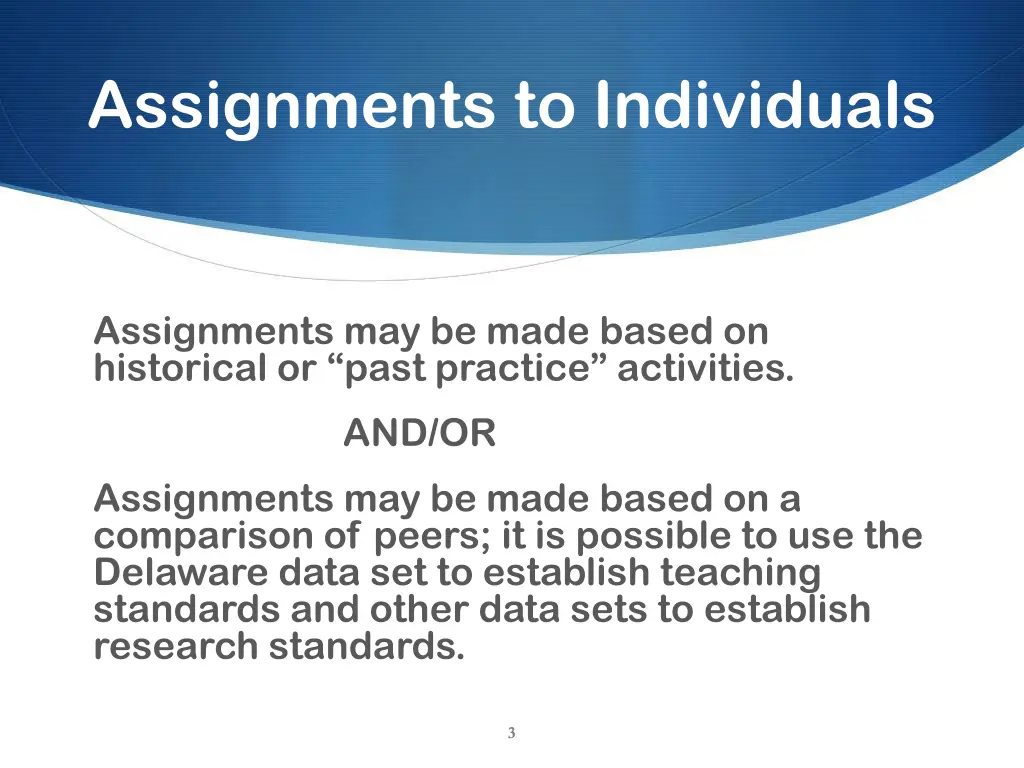 assignments to individuals