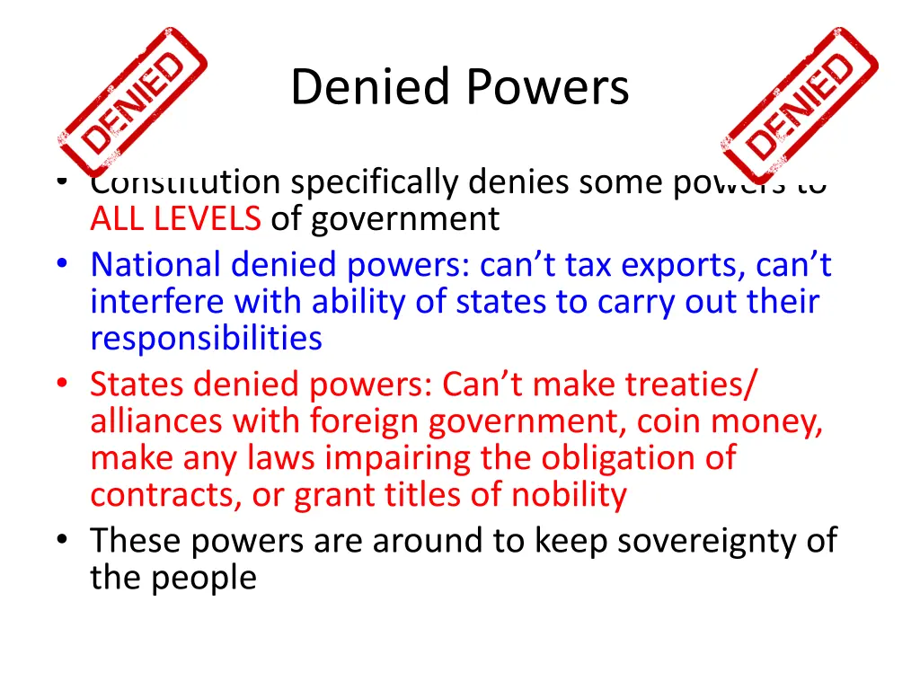 denied powers