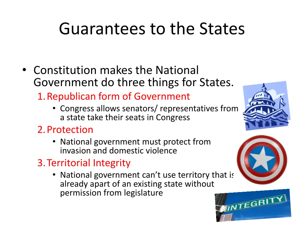 guarantees to the states