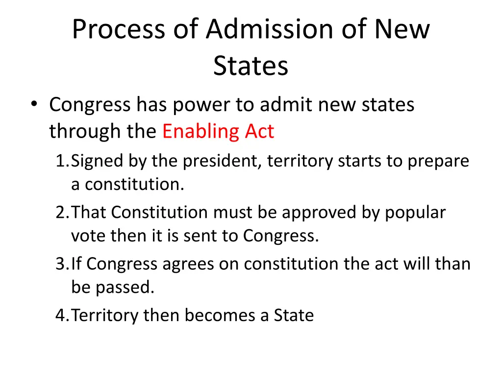 process of admission of new states congress