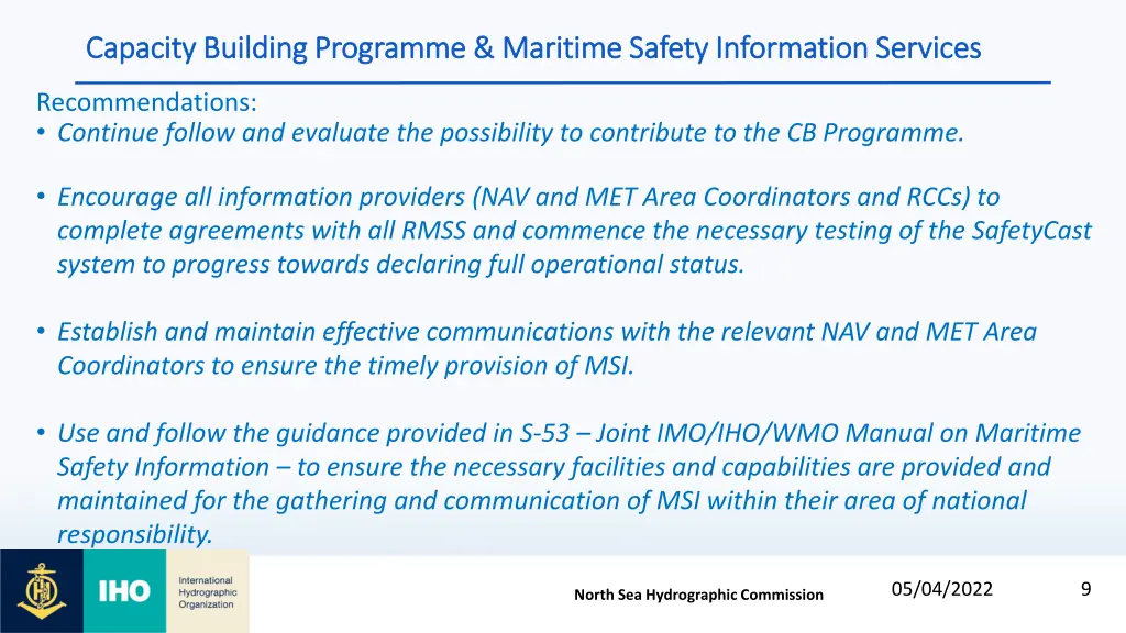 capacity building programme maritime safety