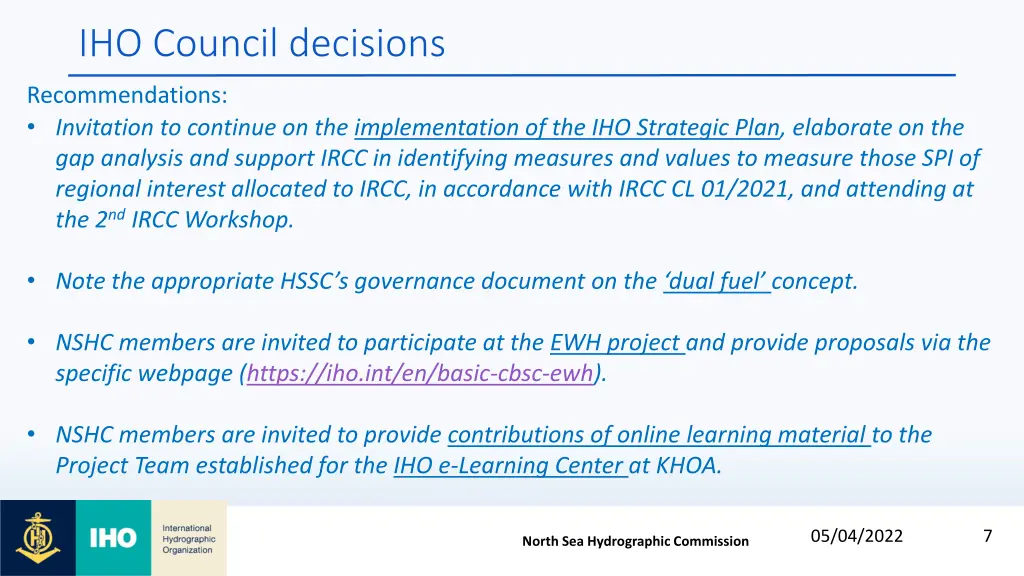 iho council decisions