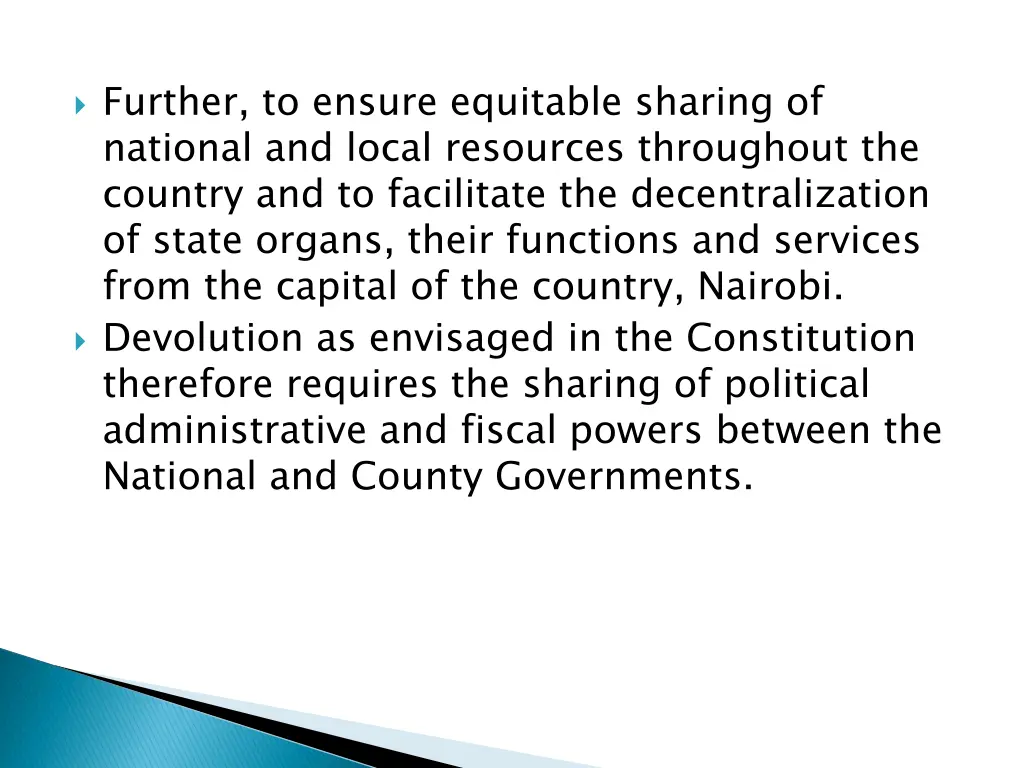 further to ensure equitable sharing of national