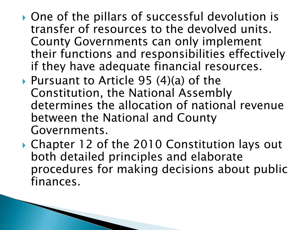 one of the pillars of successful devolution