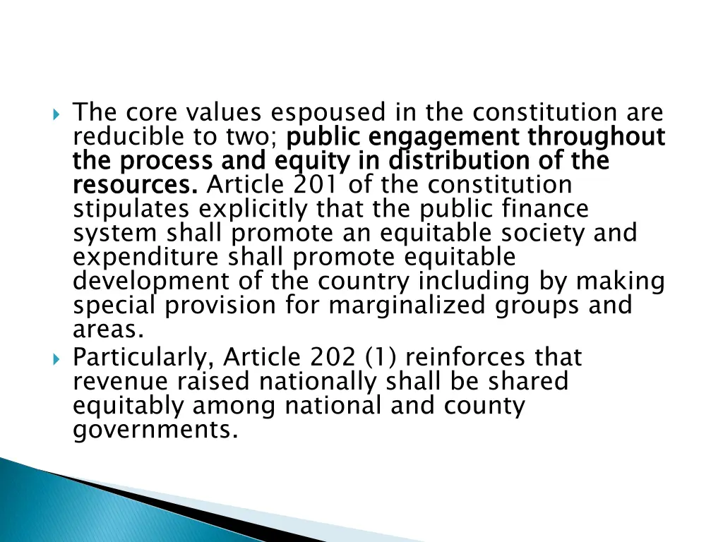 the core values espoused in the constitution