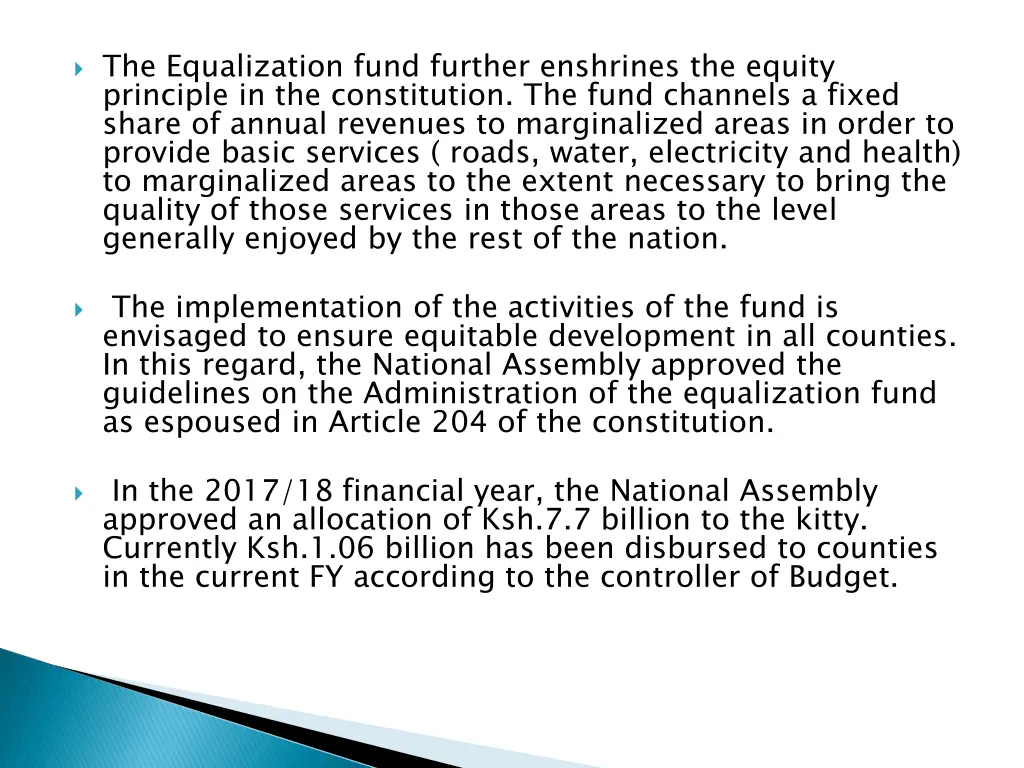 the equalization fund further enshrines