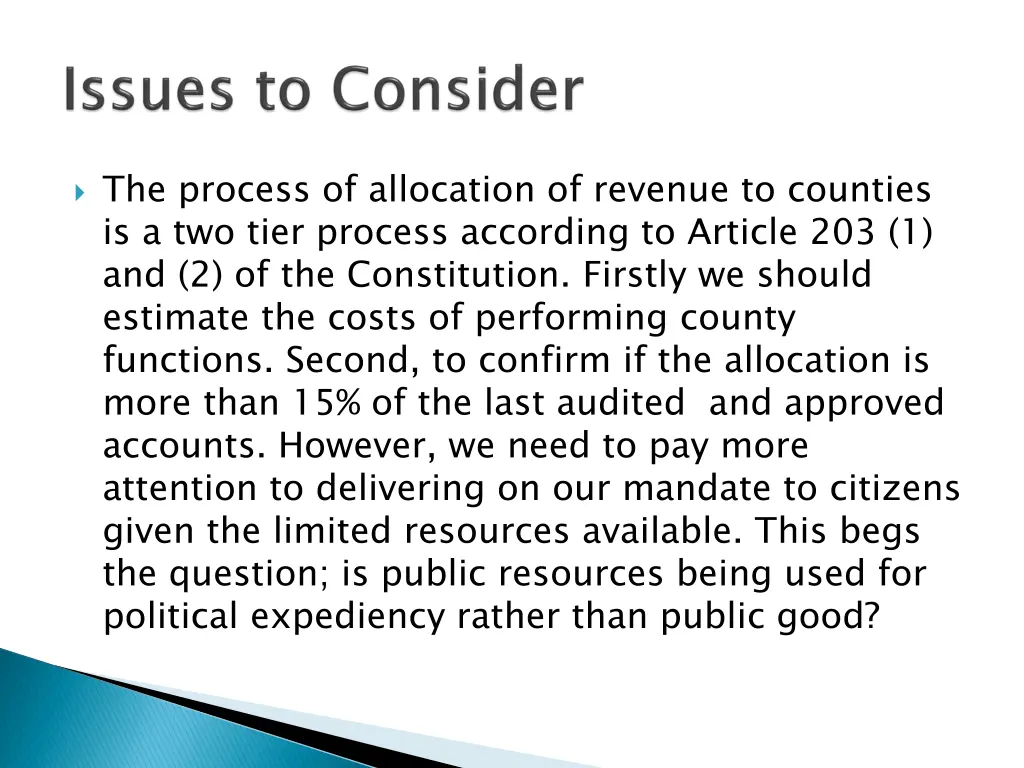 the process of allocation of revenue to counties