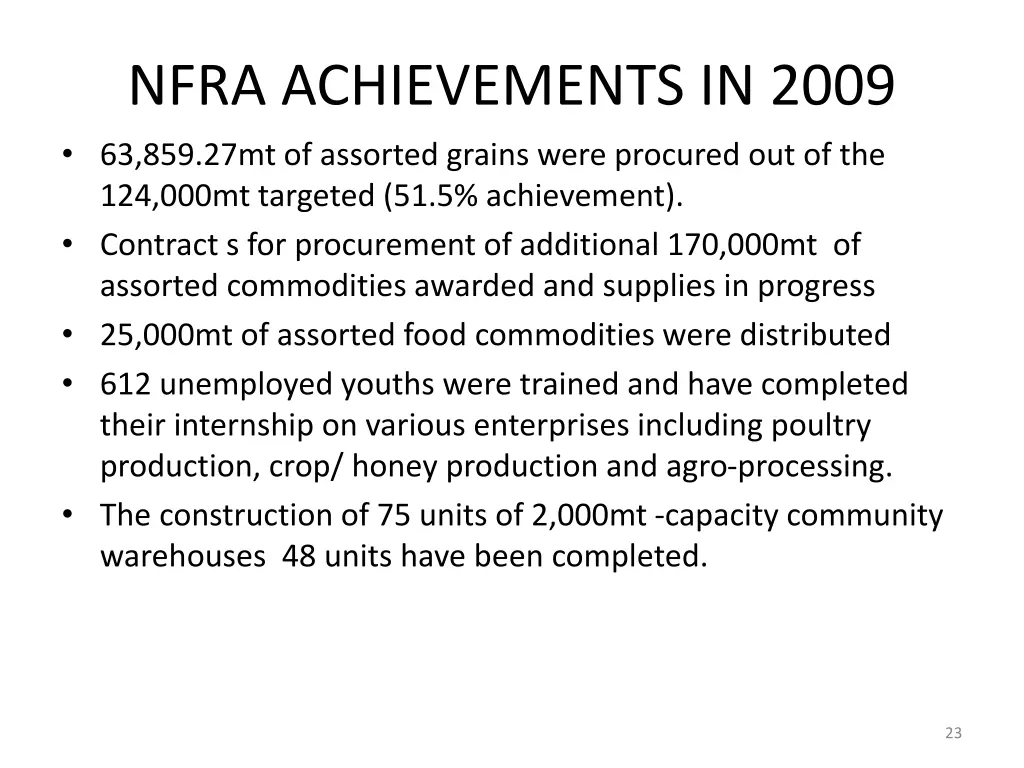 nfra achievements in 2009 63 859 27mt of assorted