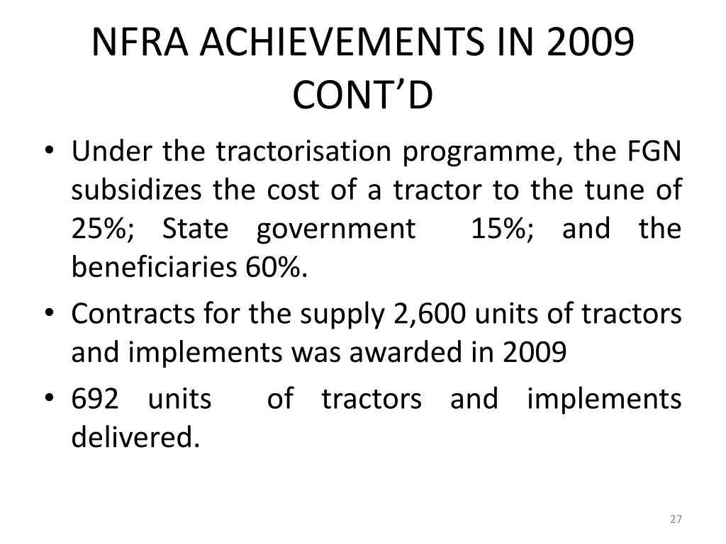 nfra achievements in 2009 cont d under