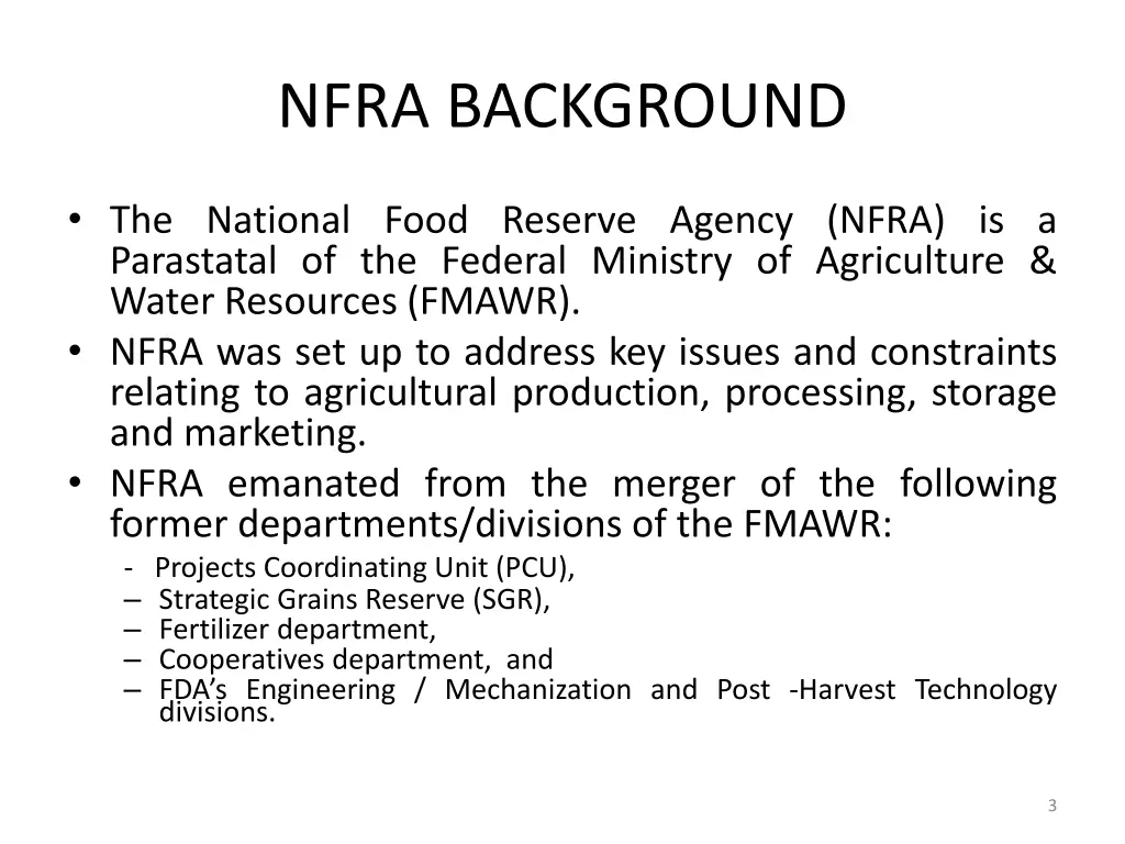 nfra background