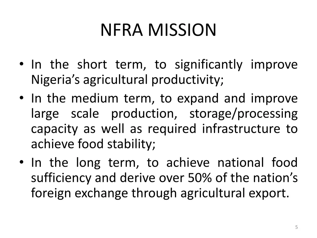 nfra mission