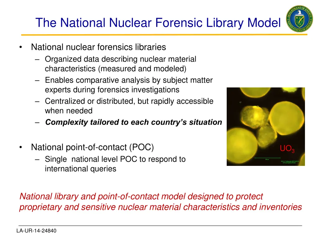 the national nuclear forensic library model