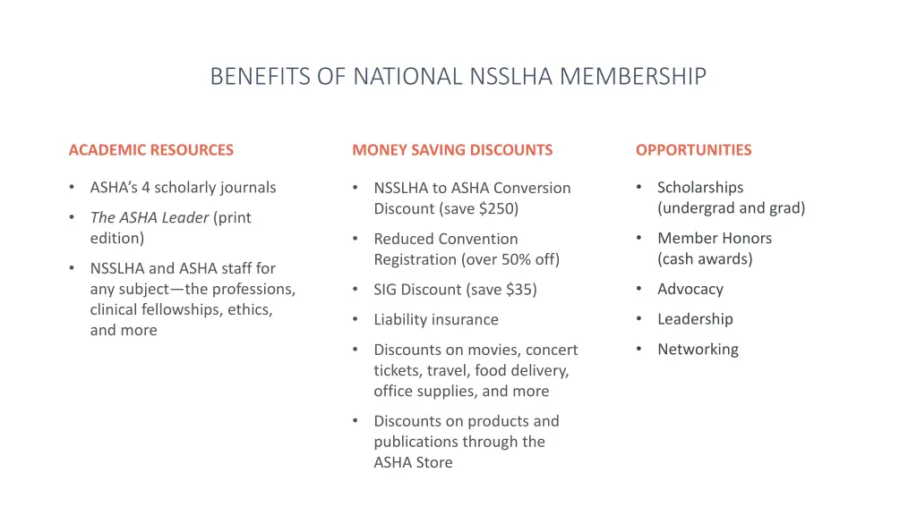 benefits of national nsslha membership