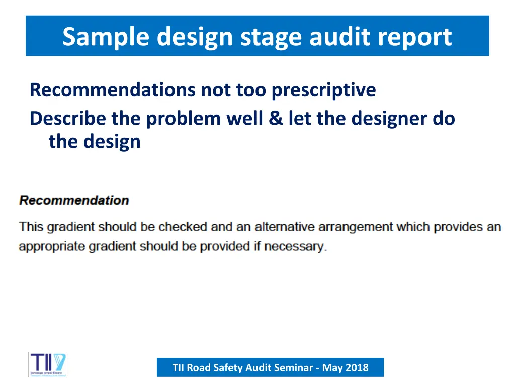 sample design stage audit report 1