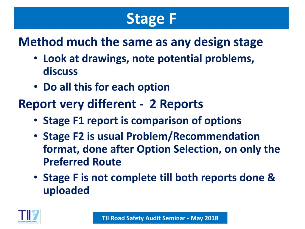 stage f