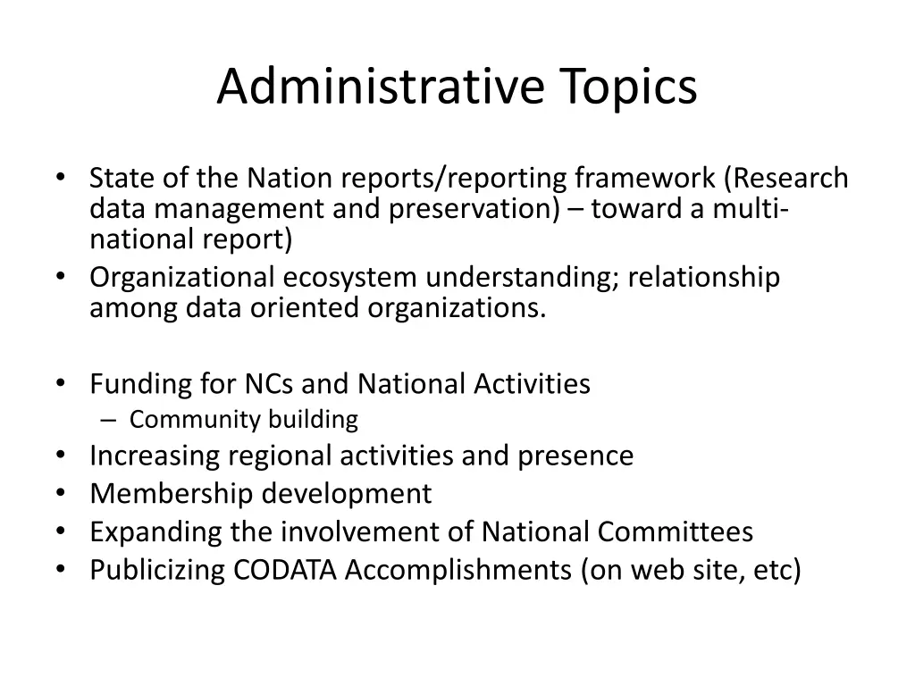 administrative topics