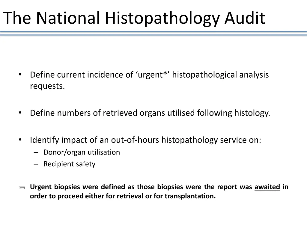 the national histopathology audit